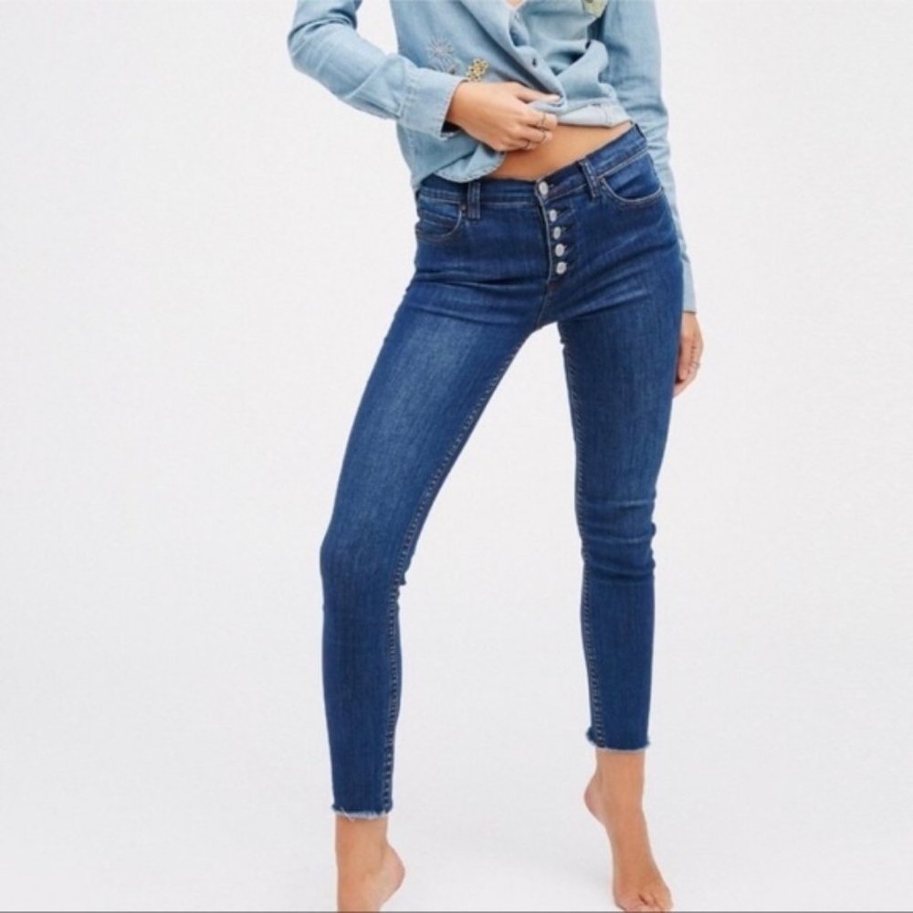 Free People Reagan Skinny Button Front Jeans